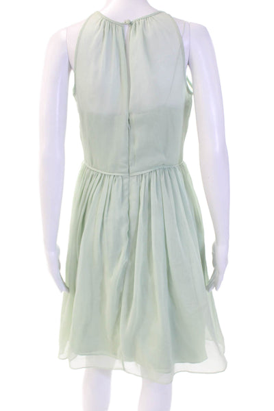 Adrianna Papell Women A-Line Fit Flare Dress Green High Neck Sleeveless Size 6