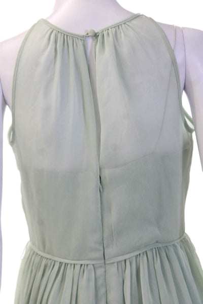 Adrianna Papell Women A-Line Fit Flare Dress Green High Neck Sleeveless Size 6