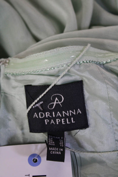 Adrianna Papell Women A-Line Fit Flare Dress Green High Neck Sleeveless Size 6