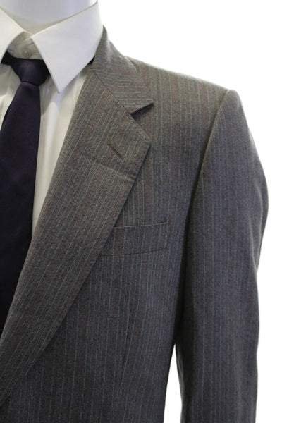 Canali Mens Herringbone Wool Suit Jacket Gray Button Long Sleeve Size 50