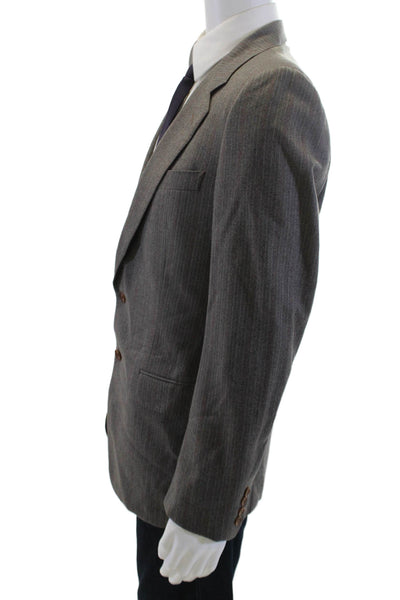 Canali Mens Herringbone Wool Suit Jacket Gray Button Long Sleeve Size 50