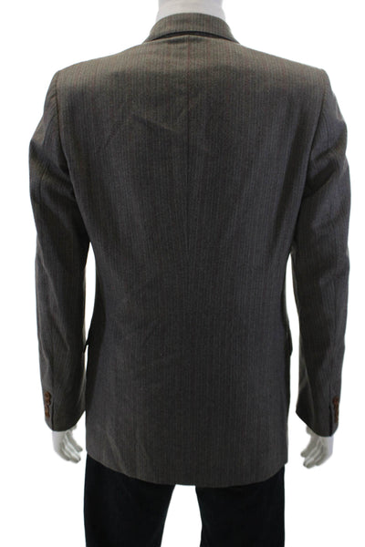 Canali Mens Herringbone Wool Suit Jacket Gray Button Long Sleeve Size 50