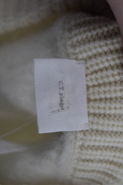C.T. Plage Women Pullover Sweater White Alpaca Wool Blend Size 36