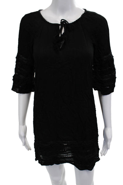 BB Dakota Womens Black Shift Dress 3/4 Sleeve Round Neck Knee Length Size XS