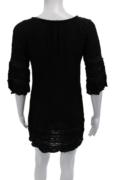 BB Dakota Womens Black Shift Dress 3/4 Sleeve Round Neck Knee Length Size XS