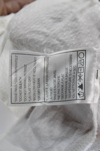 BB Dakota Women White Shift Dress 3/4 Sleeve Neck Drawstring Rayon Size XS
