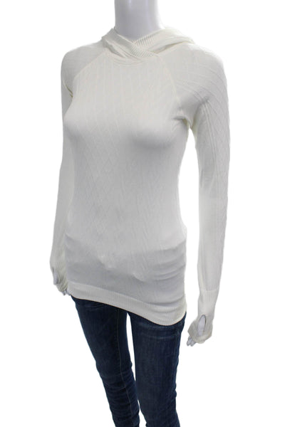 Lululemon Women Pullover Hoodie White Argyle Long Sleeve Size 2