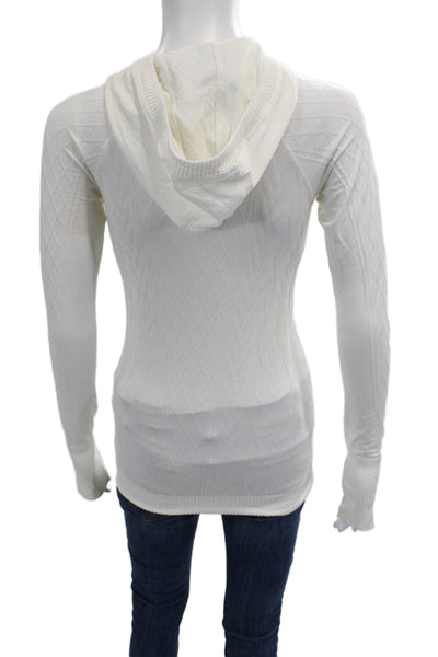 Lululemon Women Pullover Hoodie White Argyle Long Sleeve Size 2