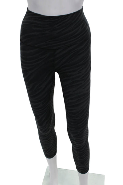 Lululemon Womens Cropped Ankle Animal Print Nylon Leggings Black Size 0