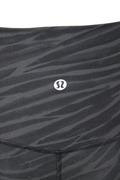 Lululemon Womens Cropped Ankle Animal Print Nylon Leggings Black Size 0