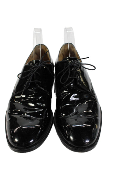 Johnston & Murphy Mens Lace Up Round Toe Patent Leather Oxfords Black Size 9M