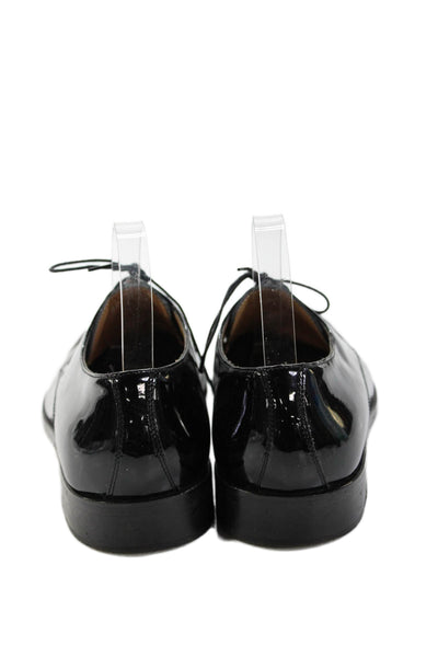 Johnston & Murphy Mens Lace Up Round Toe Patent Leather Oxfords Black Size 9M