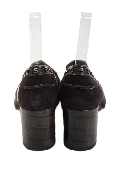 Donald J Pliner Womens Suede Studded Slide On Pumps Brown Size 7 Medium
