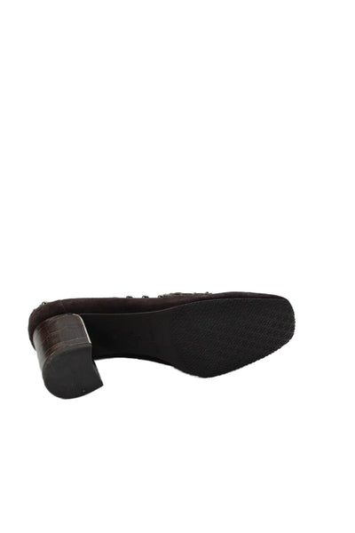 Donald J Pliner Womens Suede Studded Slide On Pumps Brown Size 7 Medium