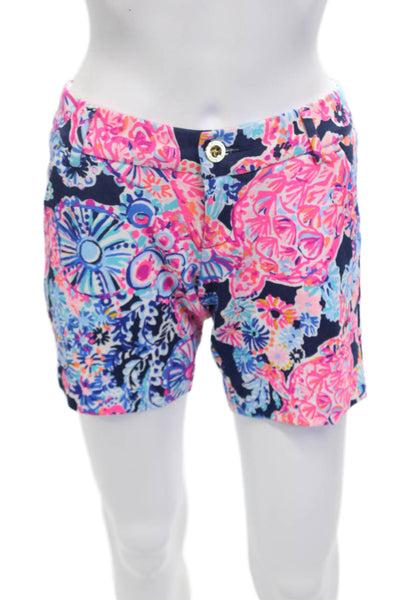 Lilly Pulitzer Unisex Floral Dark Blue Chino Shorts Size 00