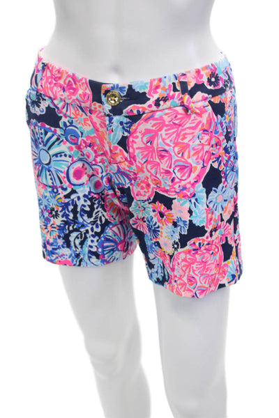 Lilly Pulitzer Unisex Floral Dark Blue Chino Shorts Size 00
