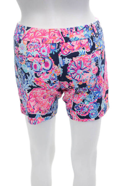 Lilly Pulitzer Unisex Floral Dark Blue Chino Shorts Size 00