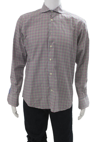 Eredi Pisano Mens Cotton Check Long Sleeve Button-Down Shirt Multicolor Size 39