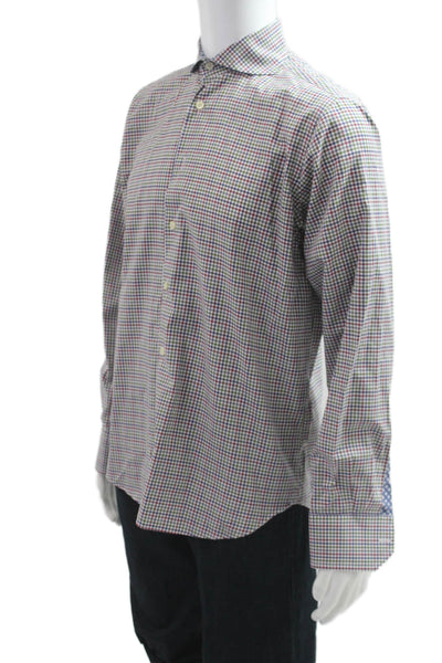 Eredi Pisano Mens Cotton Check Long Sleeve Button-Down Shirt Multicolor Size 39