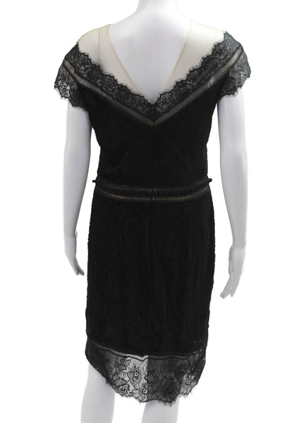 Tadashi Womens Shift Dress Black V Neck Short Sleeve Size 10