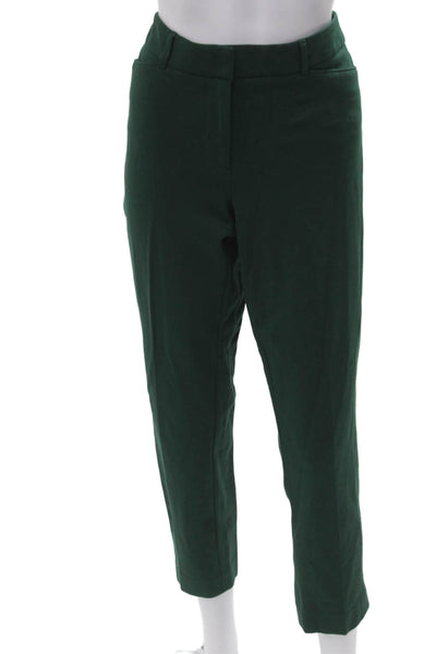 White House Black Market Women Ankle Dress Pants Green Rayon Blend Size 10