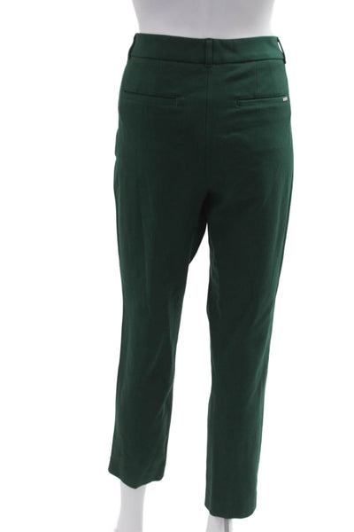 White House Black Market Women Ankle Dress Pants Green Rayon Blend Size 10