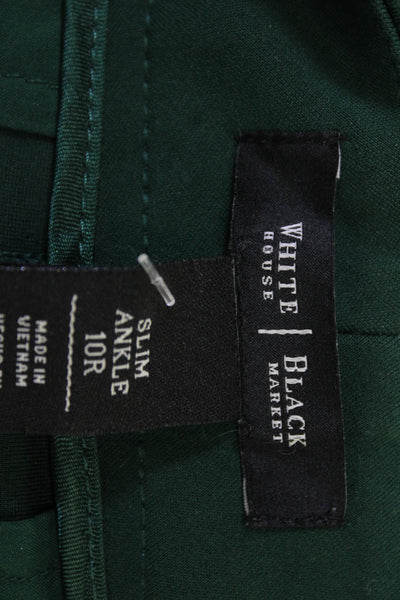White House Black Market Women Ankle Dress Pants Green Rayon Blend Size 10