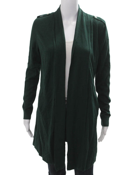 White House Black Market Womens Green Button Long Sleeve Cardigan Size M
