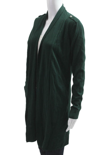 White House Black Market Womens Green Button Long Sleeve Cardigan Size M