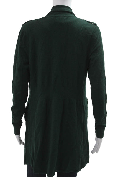 White House Black Market Womens Green Button Long Sleeve Cardigan Size M