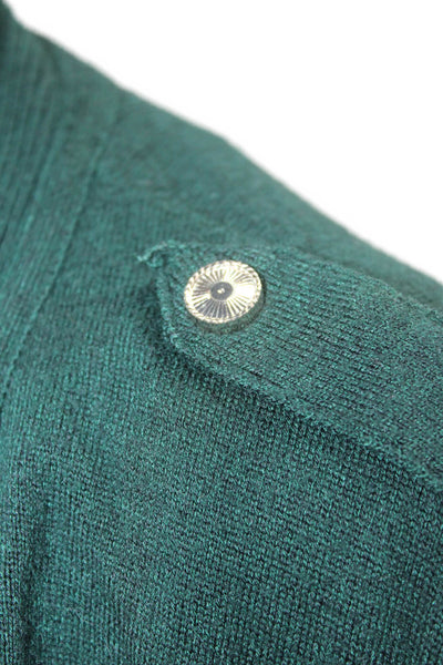 White House Black Market Womens Green Button Long Sleeve Cardigan Size M