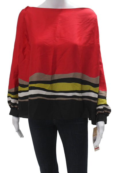 Rachel Rachel Roy Womens Red Striped Long Sleeve Blouse Plus Size 18W