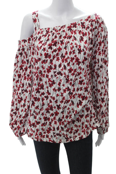 Lauren Ralph Lauren Women Red Floral Square Neck Blouse 3/4 Sleeve Size L