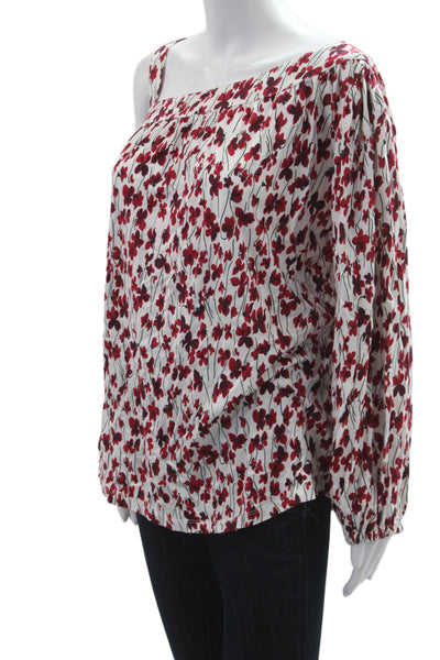 Lauren Ralph Lauren Women Red Floral Square Neck Blouse 3/4 Sleeve Size L