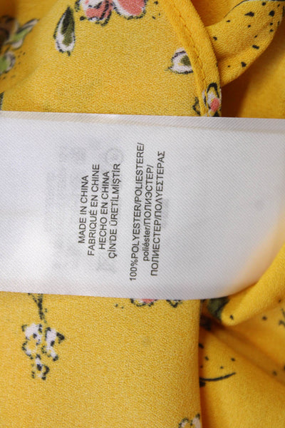 Lauren Ralph Lauren Women Tunic Yellow Floral High Neck Long Sleeve Size L
