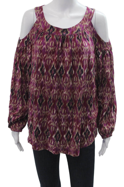 Lauren Ralph Lauren Women Black Geometric Long Sleeve Blouse Size L