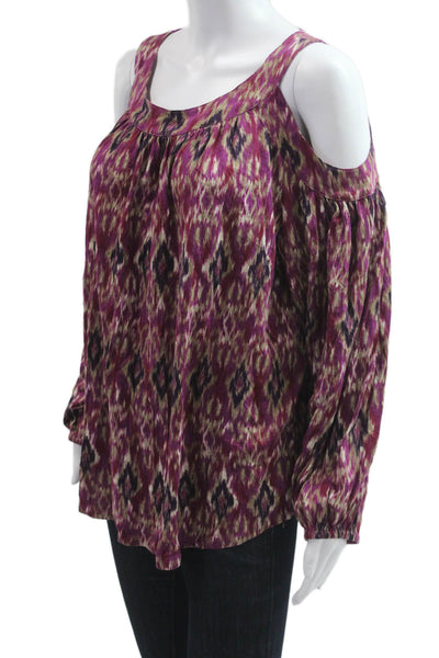 Lauren Ralph Lauren Women Black Geometric Long Sleeve Blouse Size L