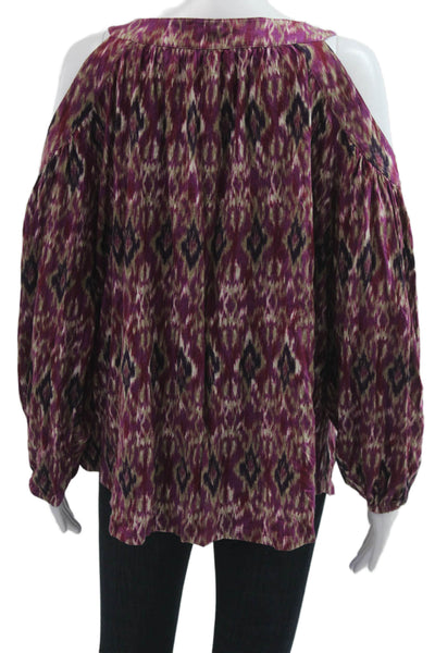 Lauren Ralph Lauren Women Black Geometric Long Sleeve Blouse Size L
