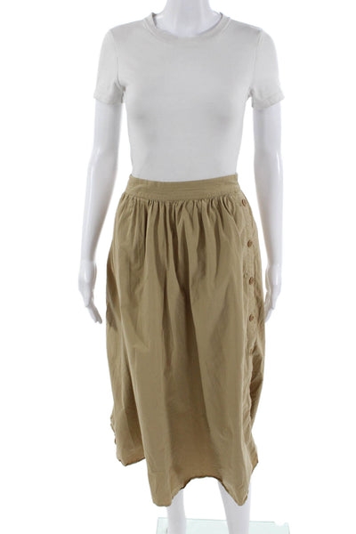 Madewell Womens Peasant Midi Cotton Skirt Beige Solid Size M
