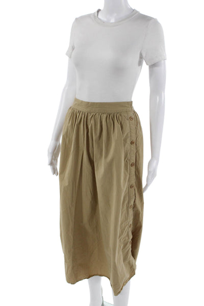 Madewell Womens Peasant Midi Cotton Skirt Beige Solid Size M
