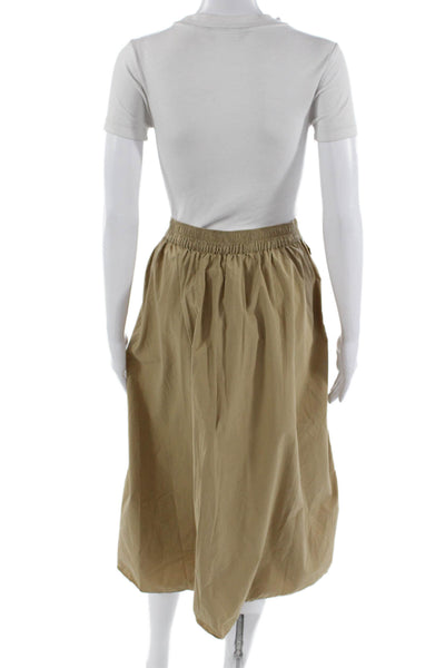 Madewell Womens Peasant Midi Cotton Skirt Beige Solid Size M