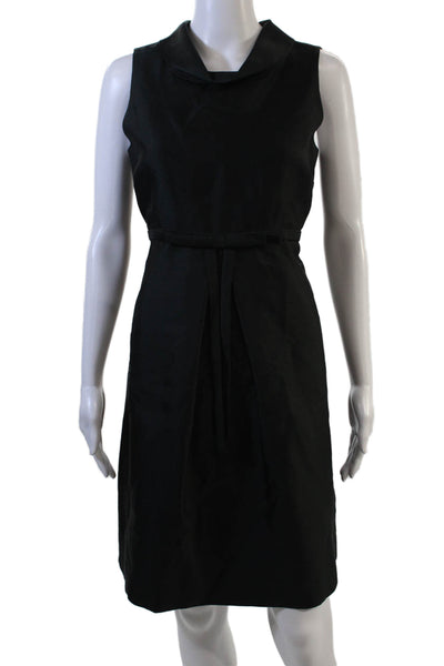 Kate Spade New York Women Sheath Dress Black Sleeveless Mock Neck Tie Size 6