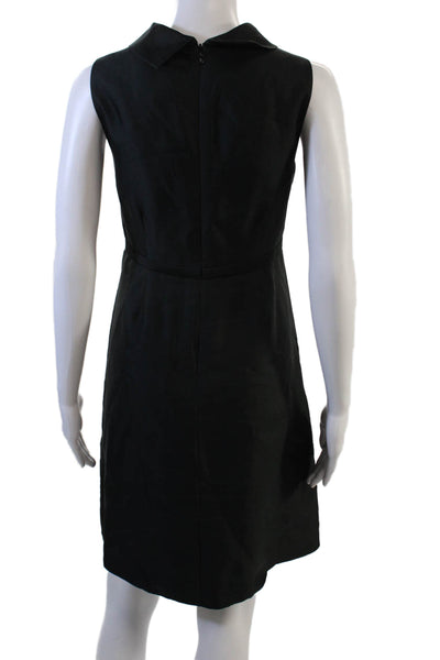 Kate Spade New York Women Sheath Dress Black Sleeveless Mock Neck Tie Size 6