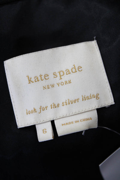 Kate Spade New York Women Sheath Dress Black Sleeveless Mock Neck Tie Size 6