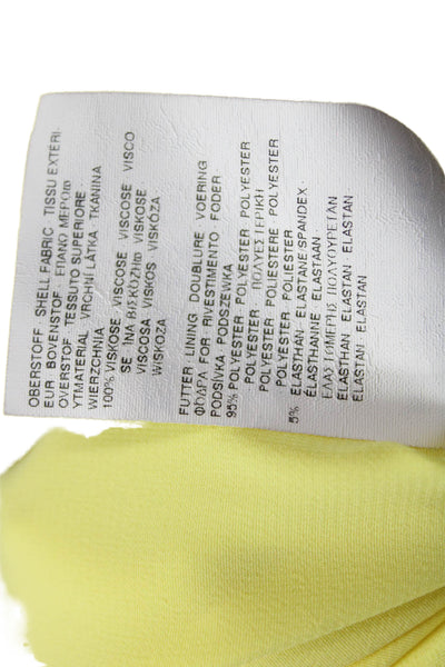 Rene Lezard Womens Sheath Dress Yellow Sleeveless Round Neck Zip Size 36