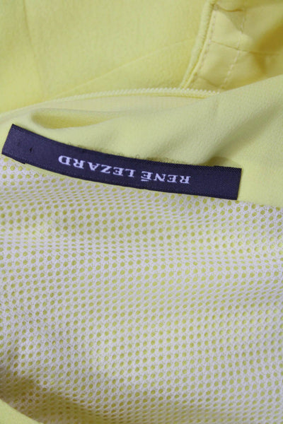Rene Lezard Womens Sheath Dress Yellow Sleeveless Round Neck Zip Size 36