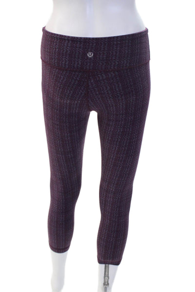 Lululemon Womens Dark Gray Herringbone Nylon Capri Leggings Size 2