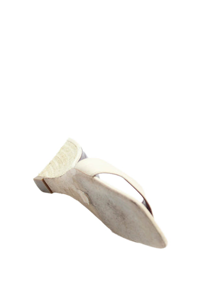 Staud Womens Leather Slip-On Wedge Heeled Sandals White Size 9