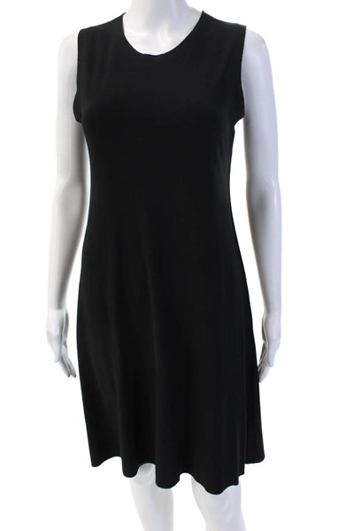 Norma Kamali Women Shift Tank Dress Black Sleeveless Zip Round Neck Size XS