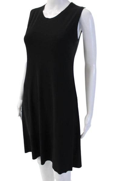 Norma Kamali Women Shift Tank Dress Black Sleeveless Zip Round Neck Size XS